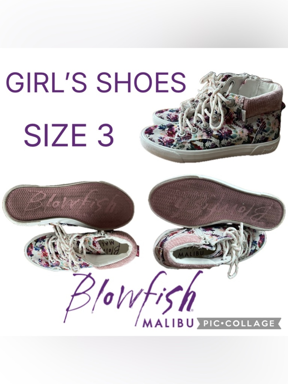 Blowfish Malibu Colorado-K Floral Canvas Sneakers Girl's Shoes Size 3